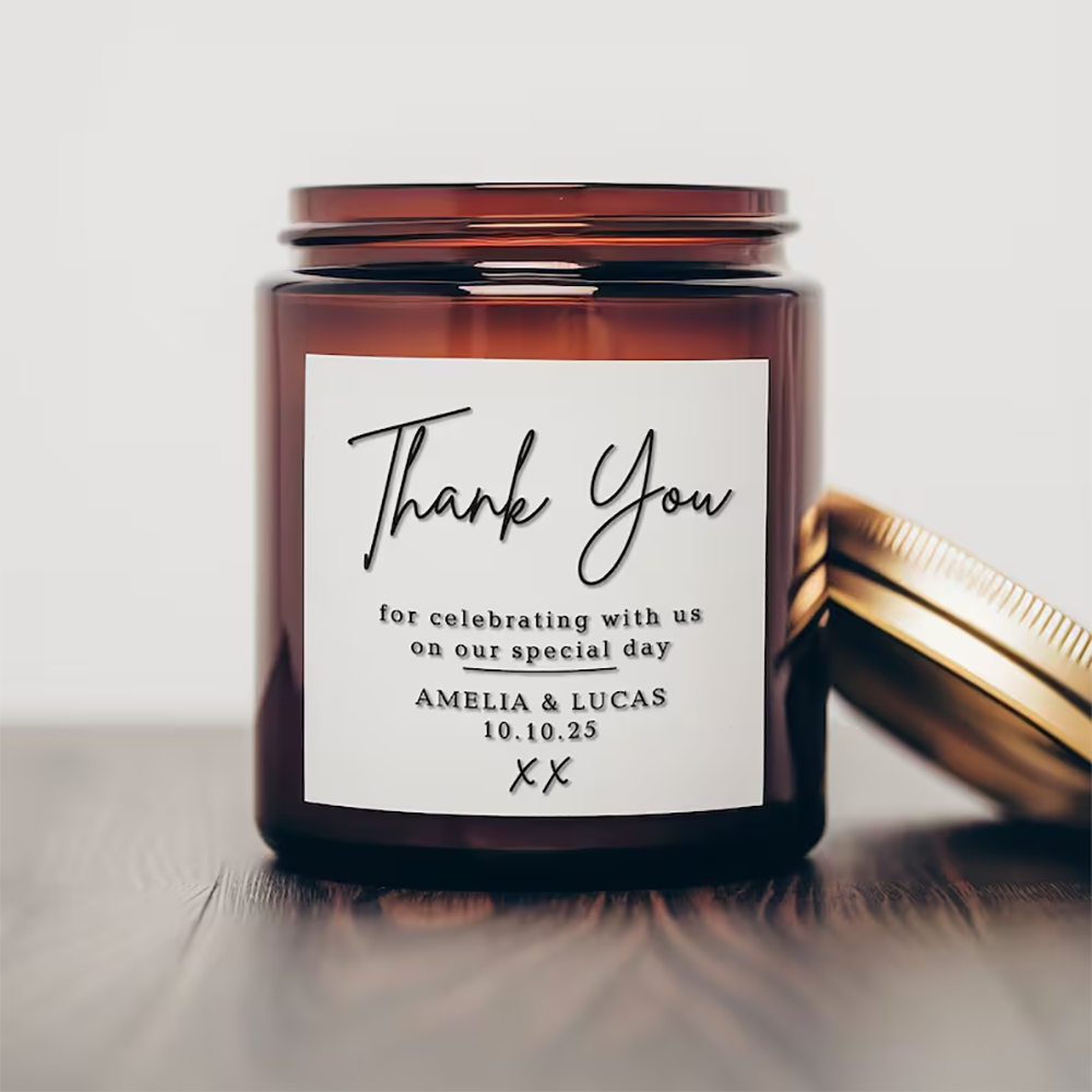 Personalized square Sticker Wi - Personalised Candle Label review and price