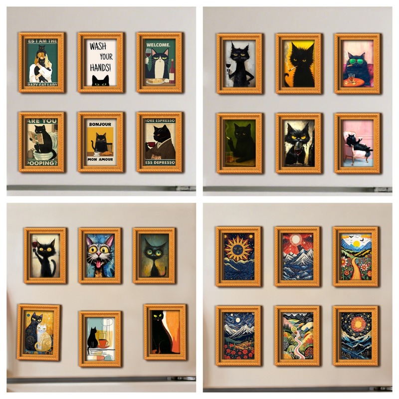 6Pcs/set Wooden Refrigerator M - Engraved Wood Frame review and price