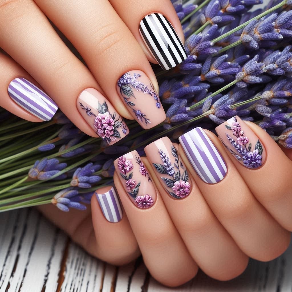 Medium fake nails for women gi - Pressed Flower Art review and price